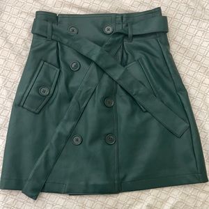 Green pleather mini skirt